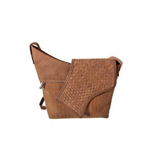 BIACCI Crossbody Purse Genuine Leather Asymmetrical Brown Bag Made In India